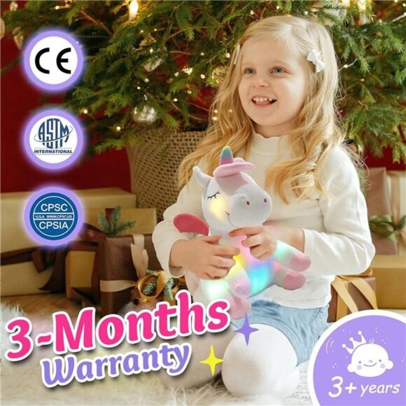 12'' Light up Unicorn Stuffed Animal Soft Plush Toy with Colorful LEDNight Light - Picture 5 of 7